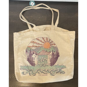 Earthbound Trading Co. Canvas Nature Mountain Tote Bag Reusable Shopping Produce